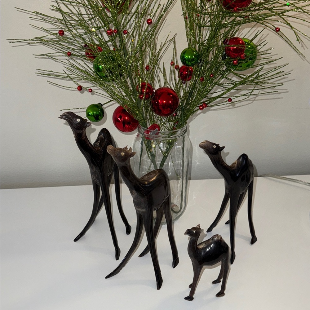 Christmas Nativity Camels Carved From Horn